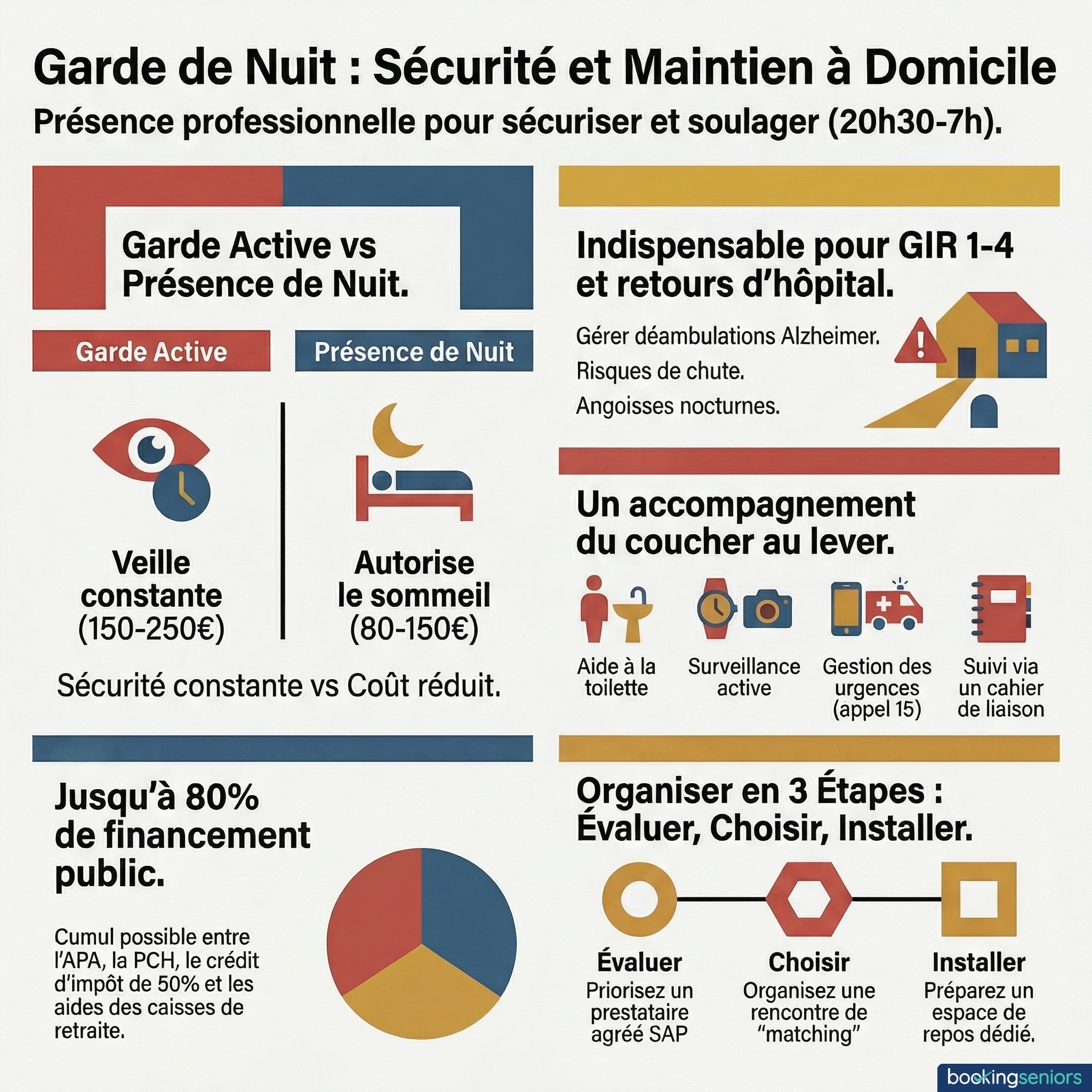 Infographie garde de nuit à domicile pour personne âgée