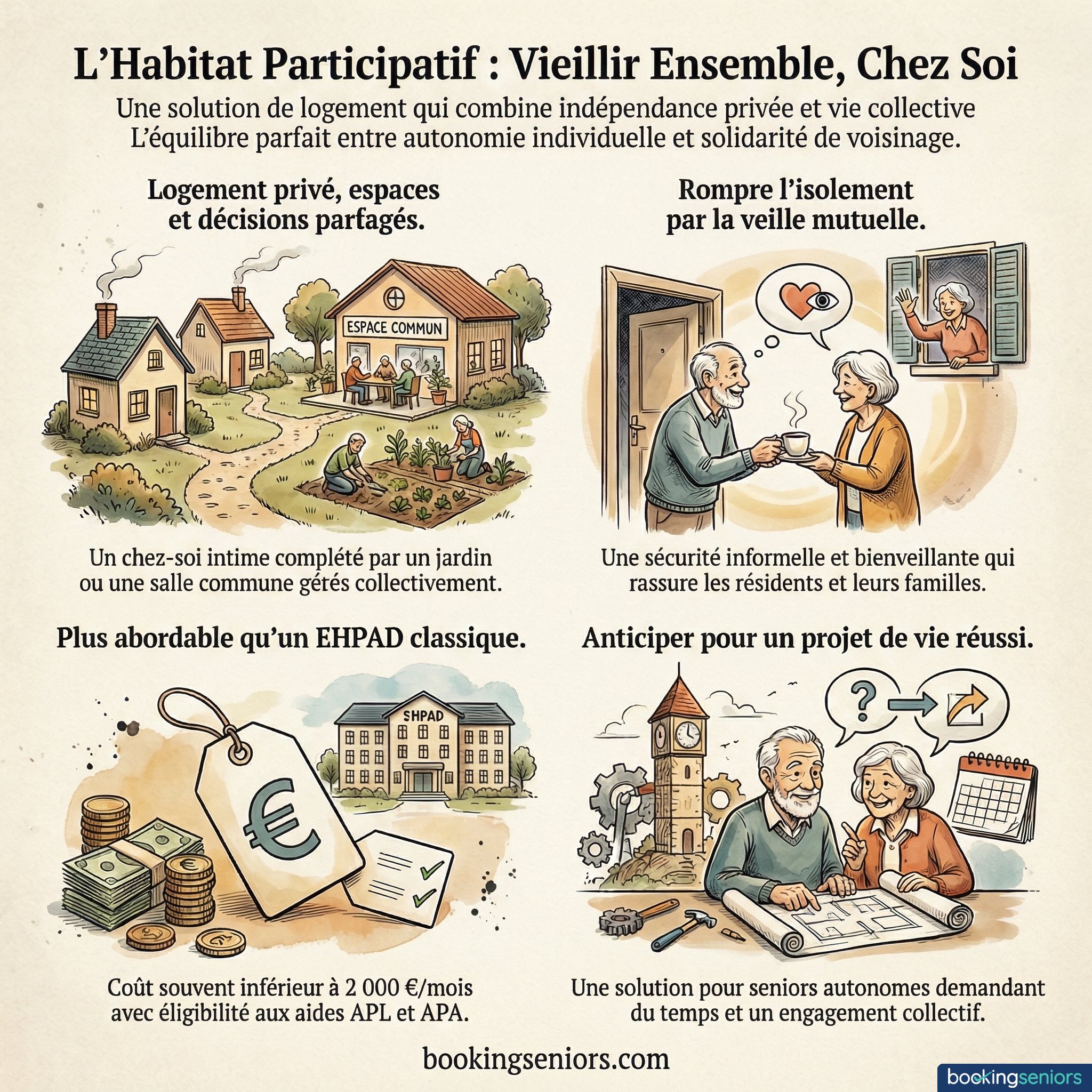 Infographie habitat participatif pour les seniors